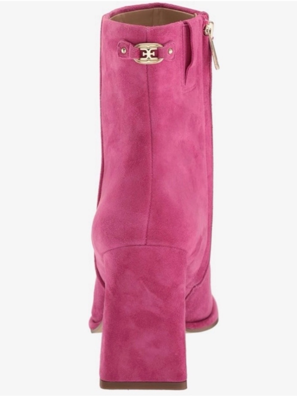 Sam Edelman Fuchsia Suede Ankle Booties with Block Heel - Picture 2 of 6